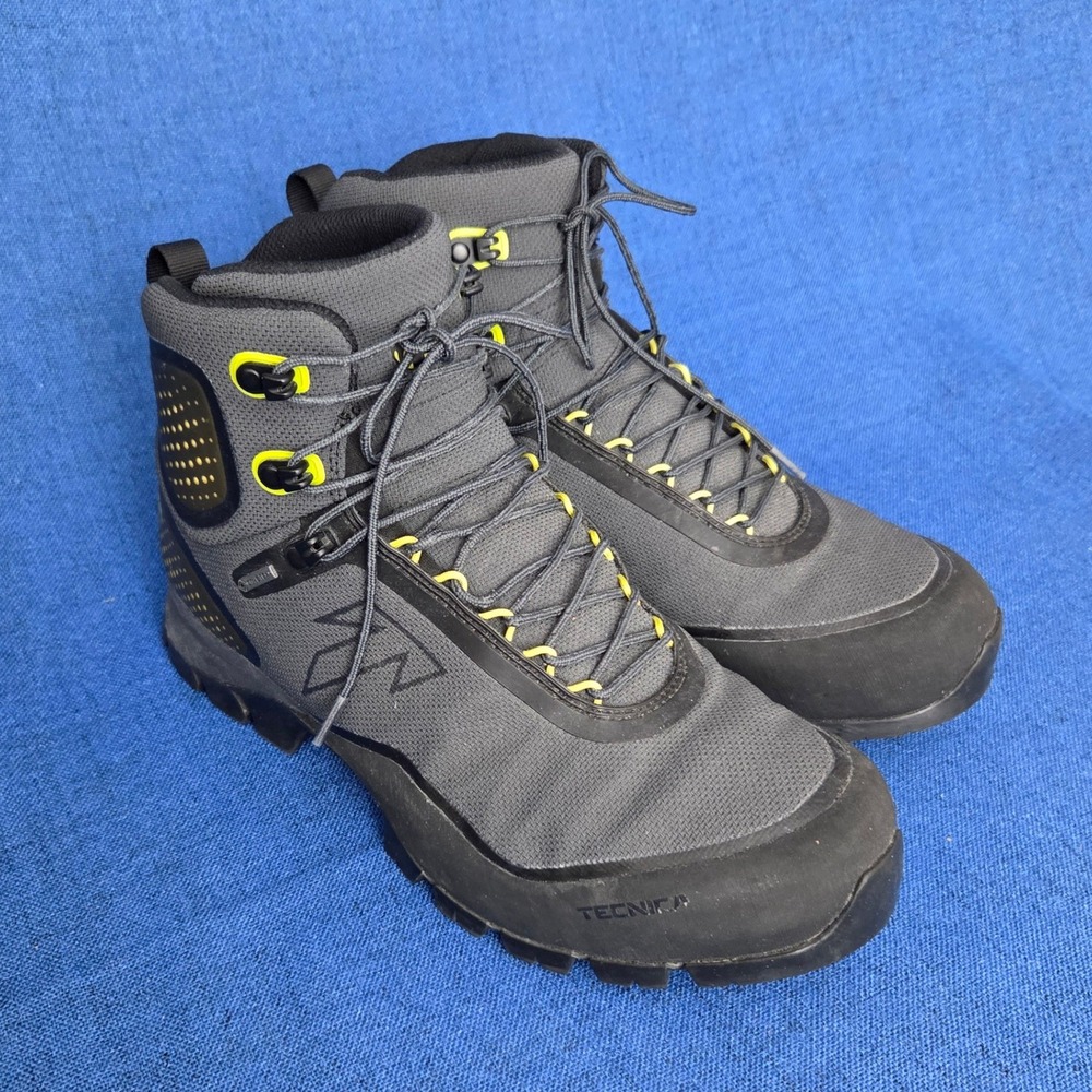 Tecnica Forge S GORE-TEX Men Hiking Boots Vibram Sole Gray Gold Trekking Sz 9.5